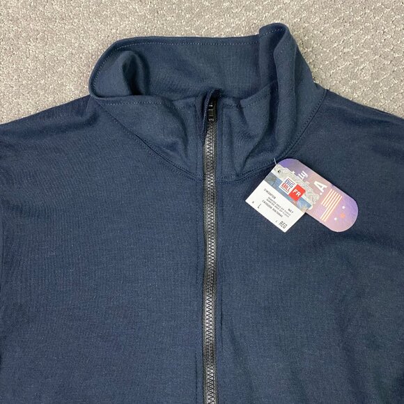 Big Bill FR 1/4 Zip Grid Fleece Pullover Mens Large Navy Quarter 16.4 Arc Rated - Picture 2 of 14